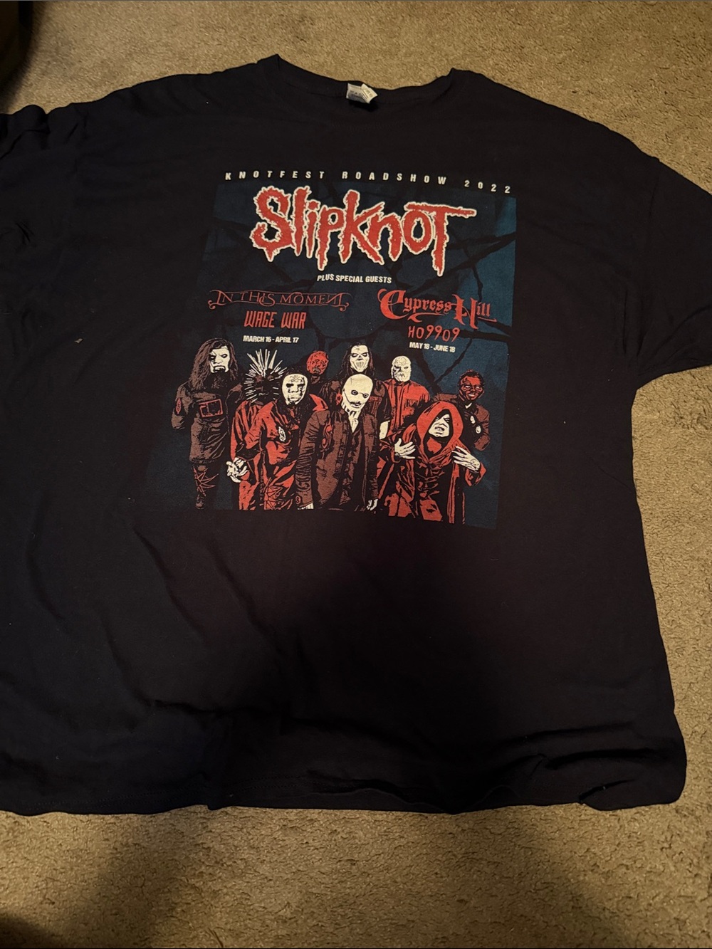 Fruit of the Loom Slipknot Graphic Tee - Black with Red & White Print
